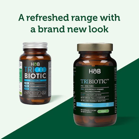 Holland & Barrett Tribiotic Συμπλήρωμα με Προβιοτικά 20mg 60 κάψουλες Πράσινο Τσάι