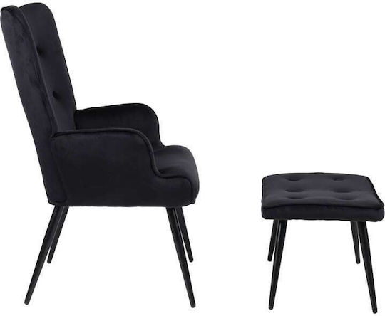 Siella Bergère with Footstool Black 59x67x94cm