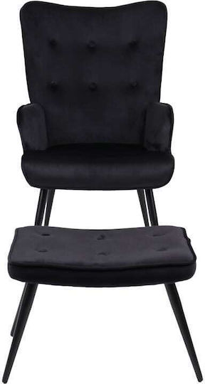 Siella Bergère with Footstool Black 59x67x94cm