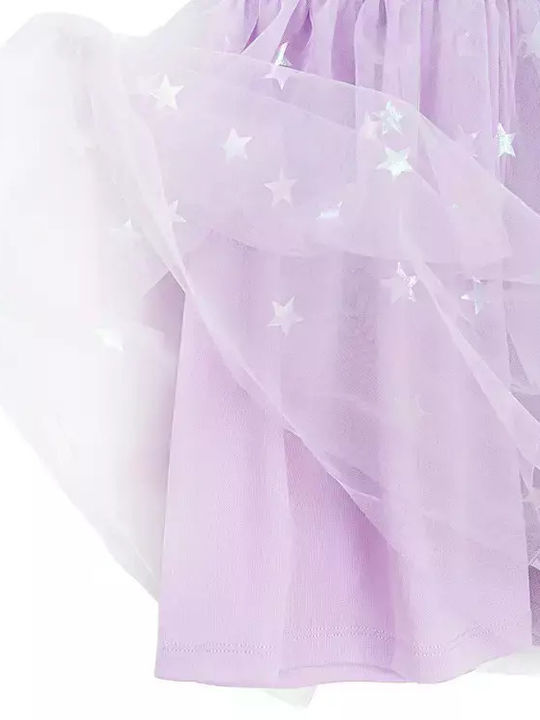 Children's Dress Short Sleeve Tulle Purple