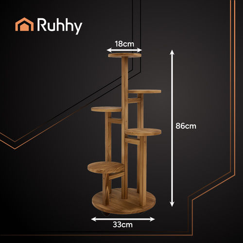 Ruhhy Pot Stand Wooden Beige