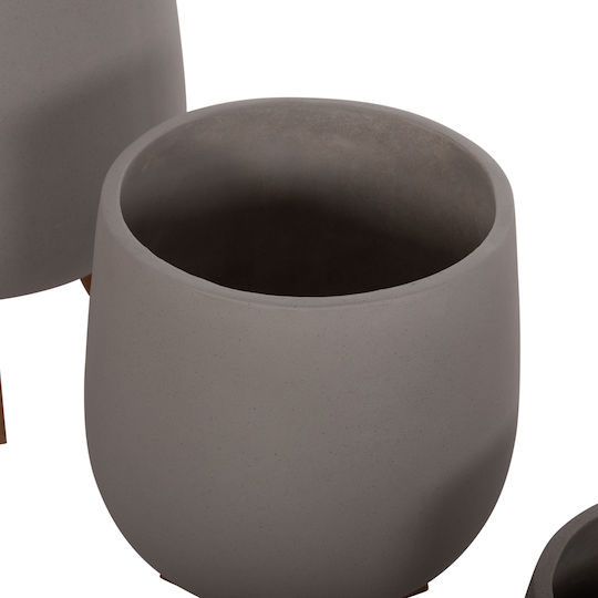 HomeMarkt Tryll Σετ 3 Γλάστρες Ξύλινες Γκρι 41.5x63εκ.