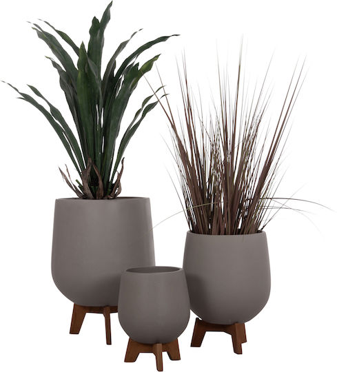 HomeMarkt Tryll Σετ 3 Γλάστρες Ξύλινες Γκρι 41.5x63εκ.