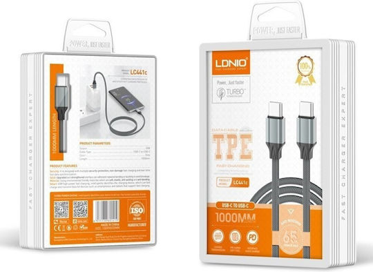 Ven-Dens USB 2.0 Cable USB-C male - USB-C 100W Μαύρο 1m