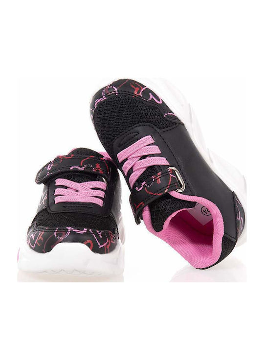 Minnie Mouse Παιδικά Sneakers με Σκρατς & Φωτάκια Μαύρα