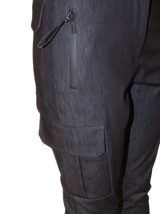 Women's High-waisted Fabric Cargo Trousers Skinny Fit Black