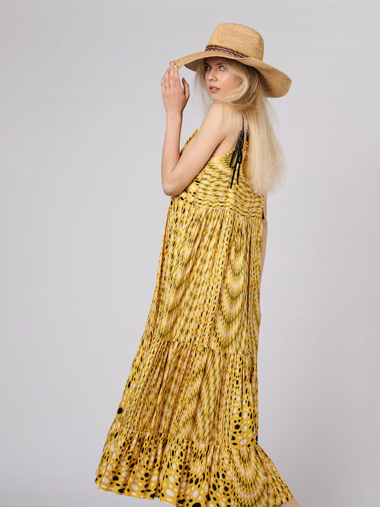 Sommer Maxi Damenkleid mit Rüschen Polka Dot