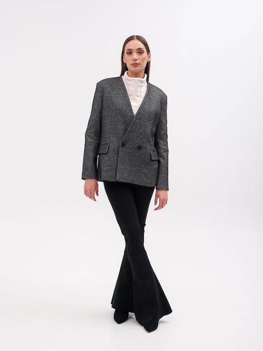 Liviana Conti Lang Damen Gekreuzt Blazer Black