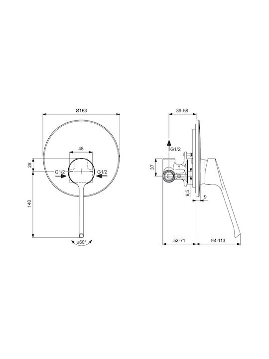 Ideal Standard für Dusche 1 Ausfahrt Silber