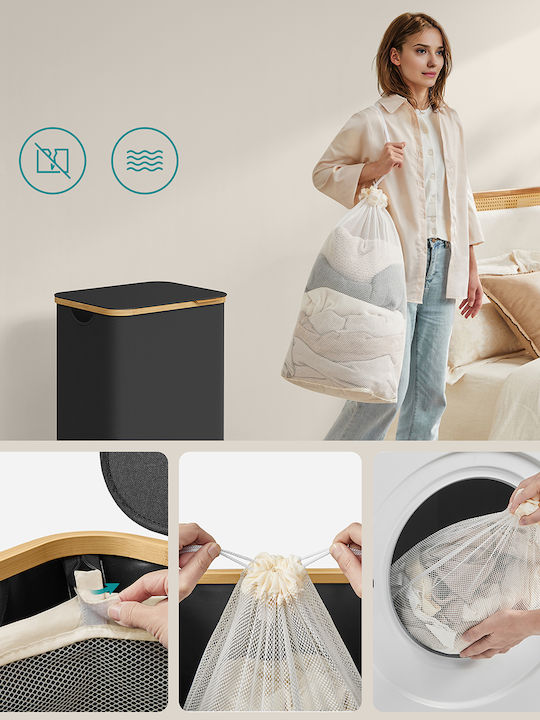 Songmics Fabric Laundry Basket with Lid 42x22.5x70.5cm Grey