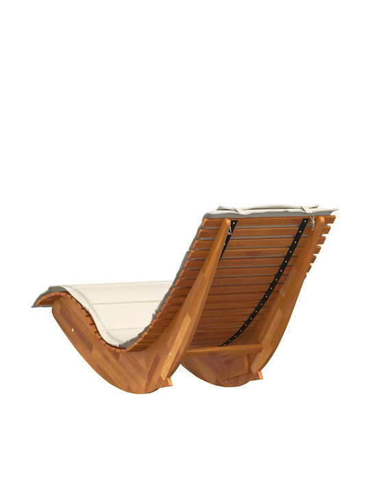 Deckchair Double Wooden with Cushion Beige 2pcs 60x154x74cm.