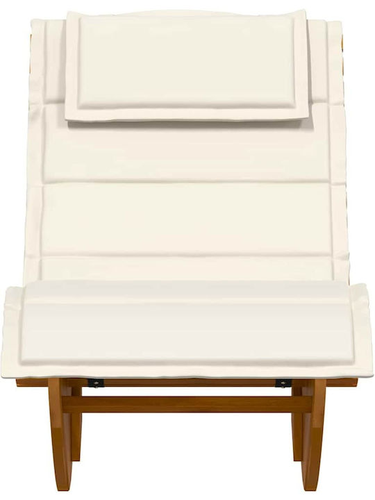Deckchair Double Wooden with Cushion Beige 2pcs 60x154x74cm.