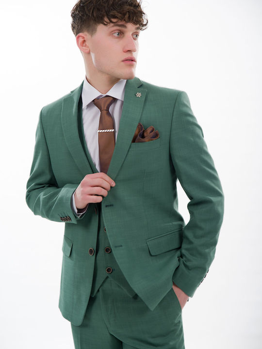 Men's Suit with Vest Green