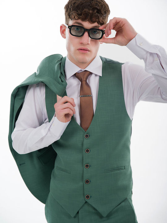 Men's Suit with Vest Green
