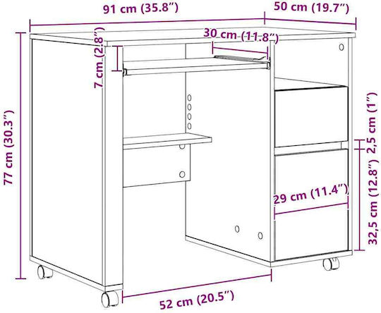 Computer Büro Holz Grey Concrete 91x50x77cm