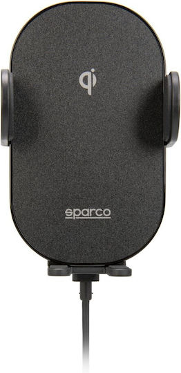 Sparco Car Mobile Mount with Adjustable Hooks and Wireless Charging Black