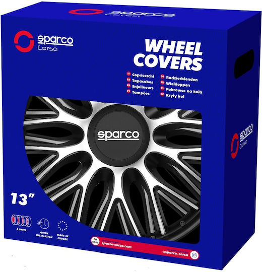 Sparco Σετ Τάσια Αυτοκινήτου Roma 4τμχ 13" Μαύρο/Ασημί