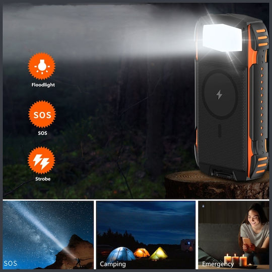 4Smarts Rugged Titanpack Ultimag Ηλιακό MagSafe Power Bank 20000mAh 15W με Θύρα USB-A και Θύρα USB-C Power Delivery / Quick Charge 3.0 Black/Orange