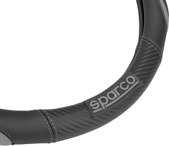 Sparco Κάλυμμα Τιμονιού Αυτοκινήτου Συνθετικό Μαύρο με Μαύρη Ραφή