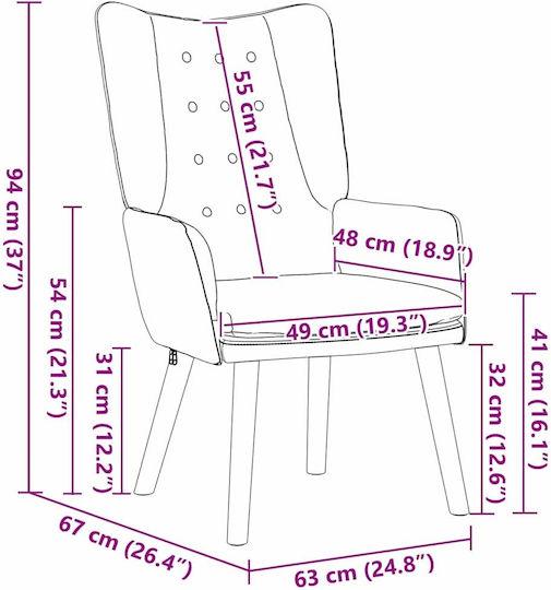 Armchair Light Green 63x67x94cm