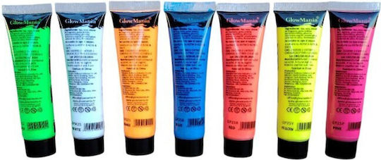 Set 7 UV Neon Glow Paint Colors 25 ml Color Body Face Water-Based