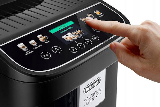 De'Longhi Magnifica Evo Next Αυτόματη Μηχανή Espresso 1450W Πίεσης 15bar για Cappuccino Μαύρη ECAM310.60.GB