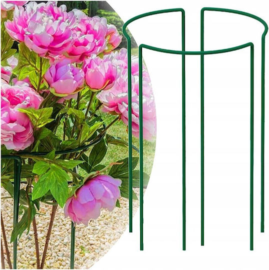 Metal Plant Stakes Set 3 Pieces Green 15x45 Cm