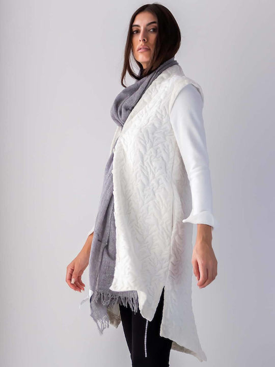 Damen White Kurzmantel mit Knöpfen