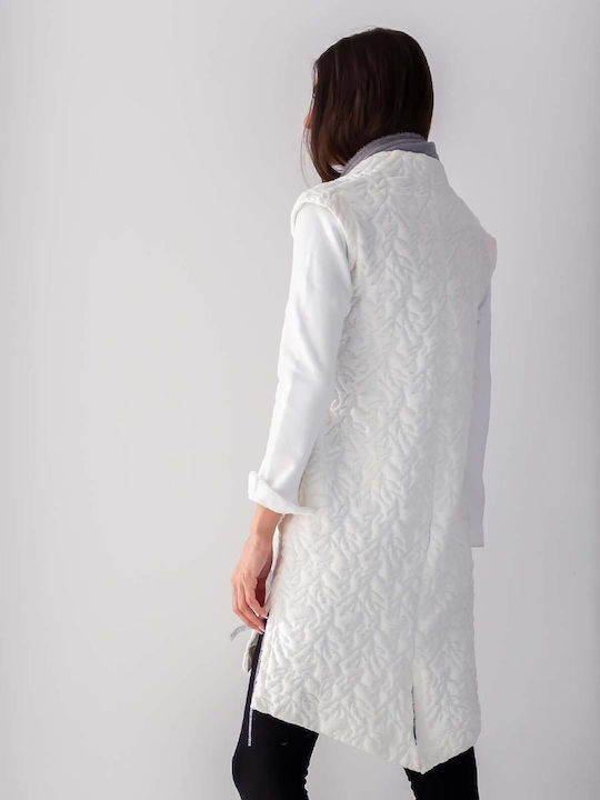 Damen White Kurzmantel mit Knöpfen