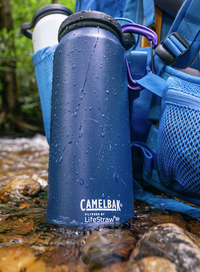 Бутилка Термос Неръждаема Стомана Без BPA 1л Lifestraw Филтър Бял