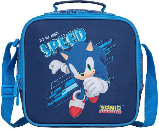 Sonic Σχολικό Τσαντάκι Φαγητού Χειρός Μπλε 21x11x22cm