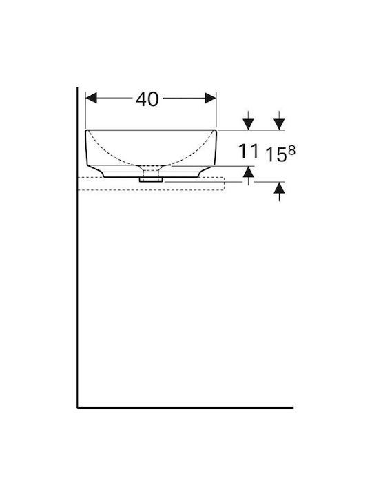 Geberit VariForm Επικαθήμενος Νιπτήρας Πορσελάνης 55x40x11cm Λευκός