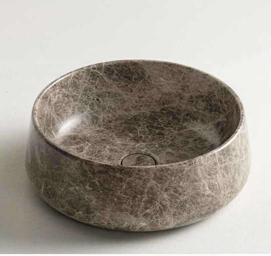 Fossil Επικαθήμενος Νιπτήρας Μαρμάρινος 42x42x14cm Emperador Pale