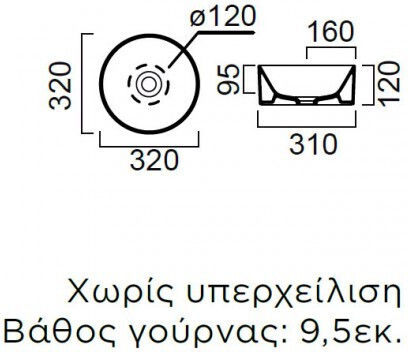 GSI Kube-x Επικαθήμενος Νιπτήρας Πορσελάνης 32x32cm White