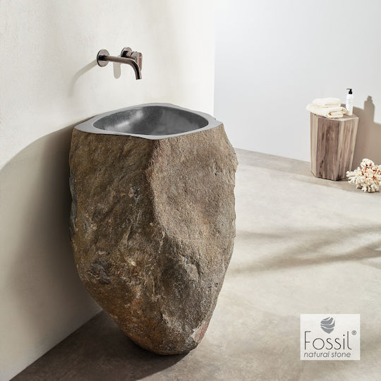 Fossil Επικαθήμενος Νιπτήρας Πέτρινος 45x45x90cm Grey