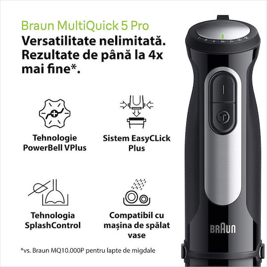 Braun MultiQuick 5 Pro Handmixer mit Inox-Stab 1000W Schwarze