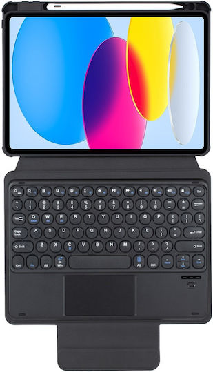 Θήκη Πληκτρολόγιο Ipad 11" 2025 A16 11ης Γενιάς Ipad 10 9" 2022 10ης Γενιάς Περιστρεφόμενο Δερμάτινο Touchpad 360° Στα Αγγλικά Us Μαύρο