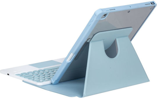 Θήκη Πληκτρολόγιο Ipad 11" 2025 A16 11ης Γενιάς Ipad 10 9" 2022 10ης Γενιάς Περιστρεφόμενο Δερμάτινο Touchpad 360° Στα Αγγλικά Us Ανοιχτό Μπλε