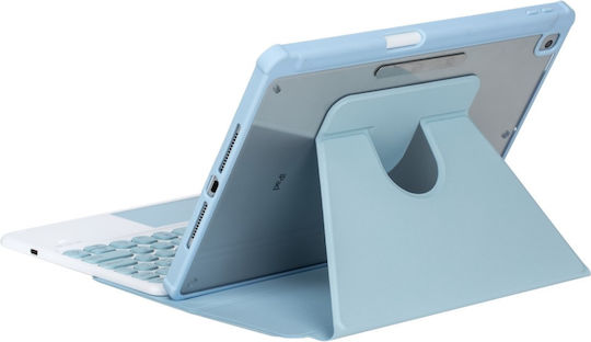 Θήκη Πληκτρολόγιο Ipad 11" 2025 A16 11ης Γενιάς Ipad 10 9" 2022 10ης Γενιάς Περιστρεφόμενο Δερμάτινο Touchpad 360° Στα Αγγλικά Us Ανοιχτό Μπλε