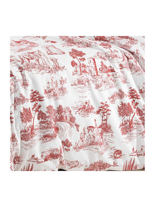 Pucioasa Set Husă de Pilotă Bumbac Dublă cu 2 Fețe de Pernă & 1 Cearsaf 200x220 Burgundy