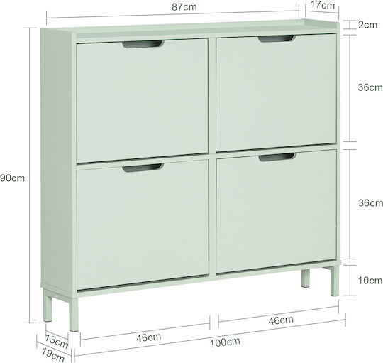 Holz Schuhschrank 100x19x91cm