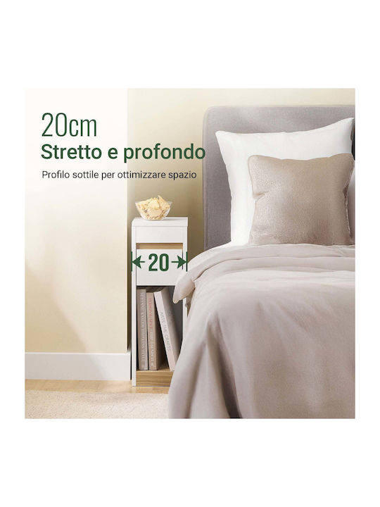 Wooden Bedside Table White 20x35x60cm
