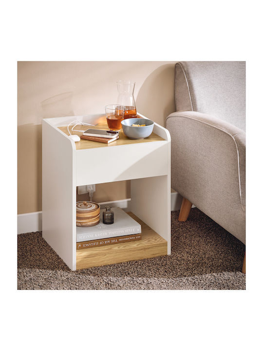 Wooden Bedside Table White 45x40x55cm