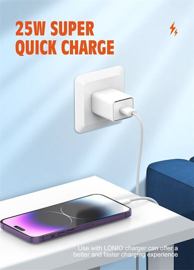 Ldnio USB-A zu Lightning Kabel 25W Weiß 1m