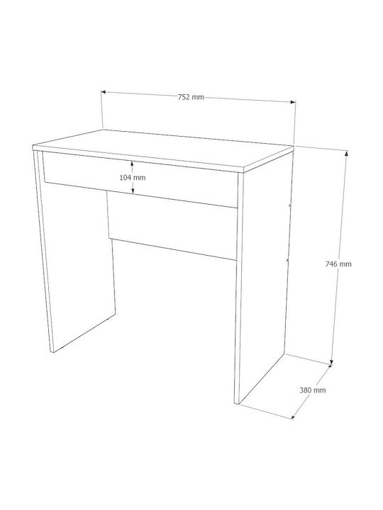 Компютърно Бюро City Дървесно Sonoma Oak Графит 75x38x75см
