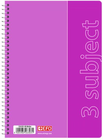 +Efo Spiral Notebook Ruled B5 90 Sheets 3 Subjects 1pcs (Μiscellaneous Designs)
