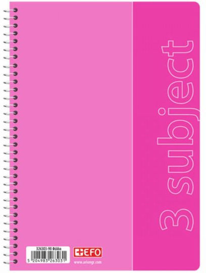 +Efo Spiral Notebook Ruled B5 90 Sheets 3 Subjects 1pcs (Μiscellaneous Designs)