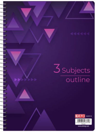 +Efo Spiral Notebook Ruled A4 90 Sheets 3 Subjects 1pcs (Μiscellaneous Designs)