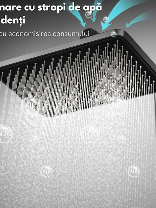 Verstellbare Duschsäule mit Wannenbatterie Schwarze
