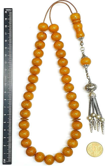 Roloi Komboloi Resin Worry Beads with 33 Beads Honey 43cm